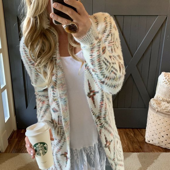 New Bohemian Soft Cardigan Boho Sweater Western Southwest Modern Top - Picture 6 of 11